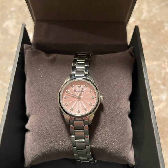Bulova Accessories - Bulova Women's Watch with Pink Dial and Silver Band